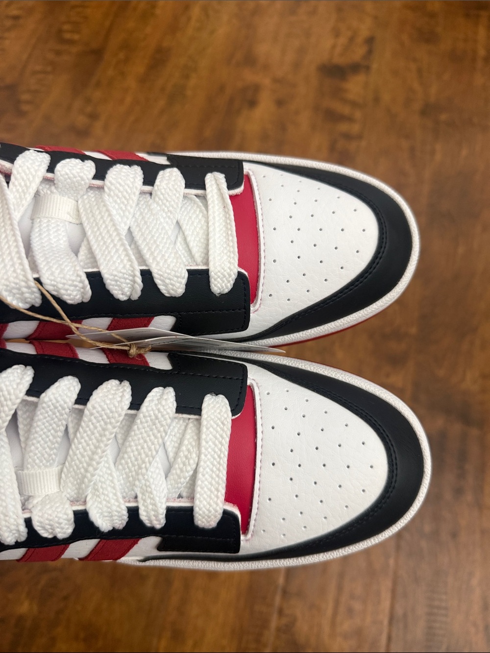 adidas High-Top Sneakers in White, Red & Black - Picture 10 of 14